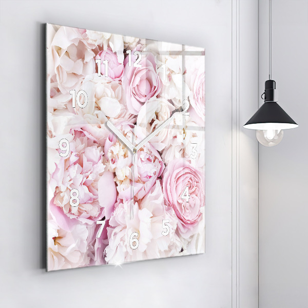 Square wall clock Decorative flowers