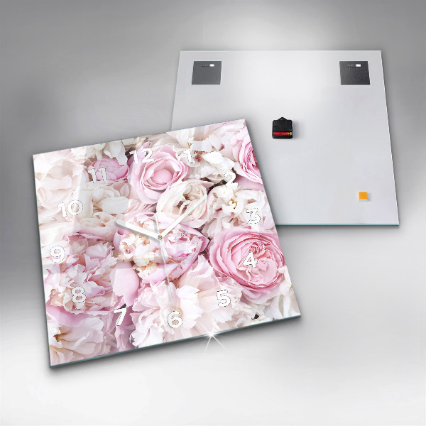 Square wall clock Decorative flowers