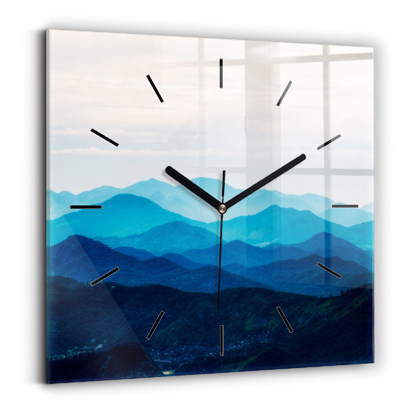 Square wall clock Watercolor mountains