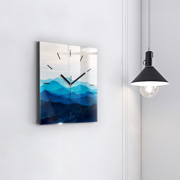 Square wall clock Watercolor mountains
