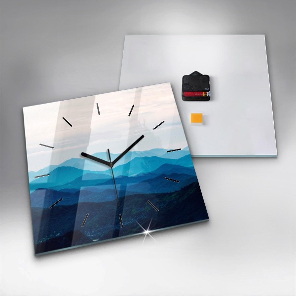 Square wall clock Watercolor mountains