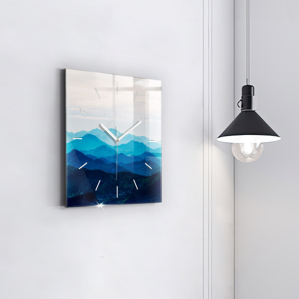Square wall clock Watercolor mountains