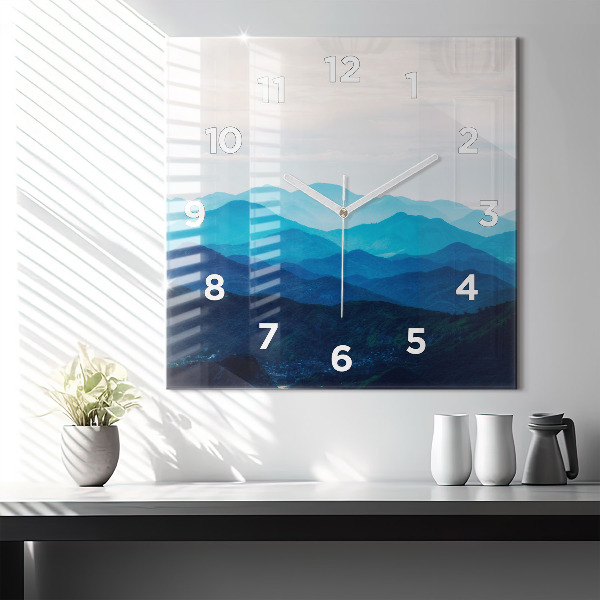 Square wall clock Watercolor mountains