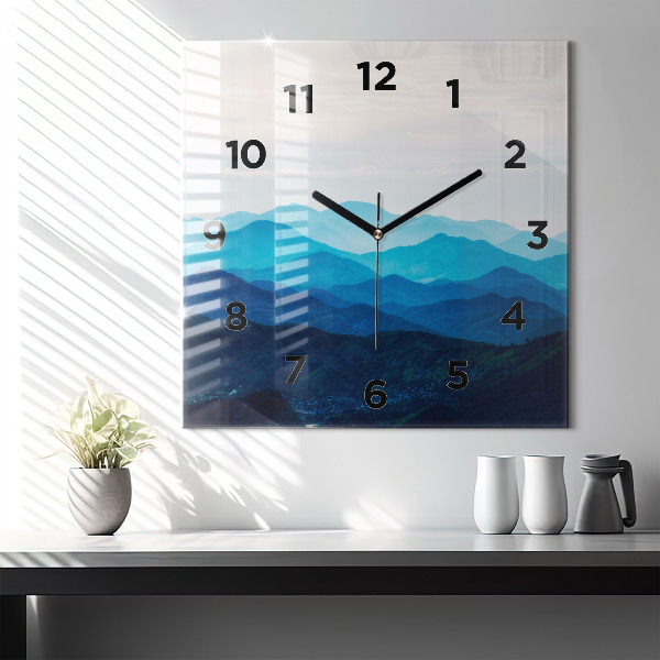 Square wall clock Watercolor mountains