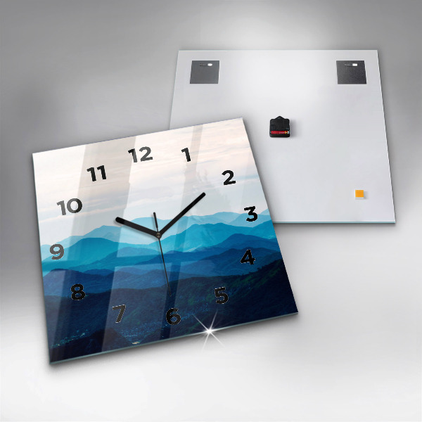 Square wall clock Watercolor mountains