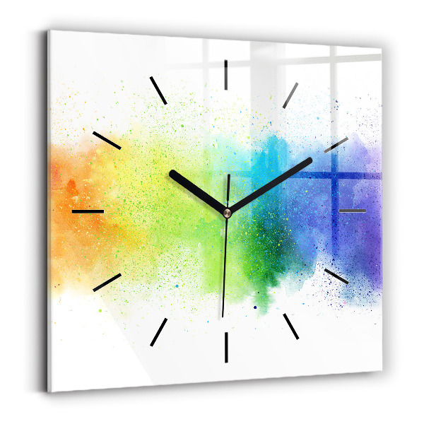 Square wall clock Abstract rainbow