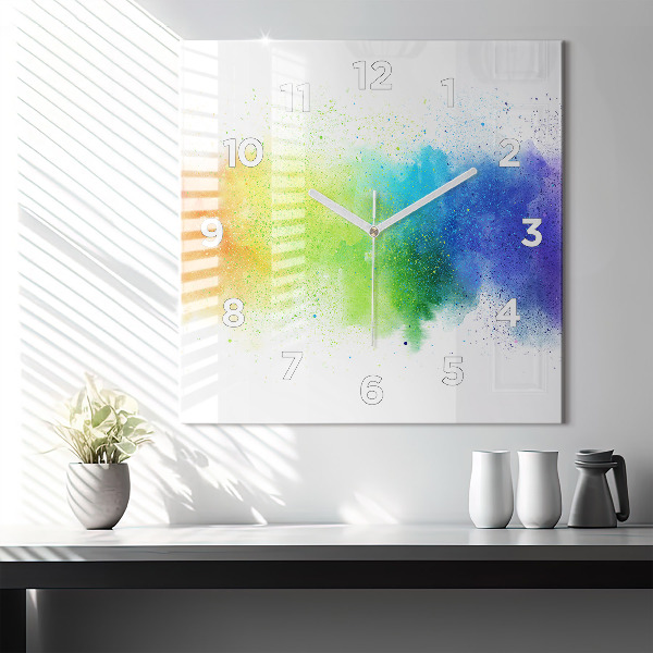Square wall clock Abstract rainbow