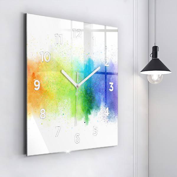 Square wall clock Abstract rainbow