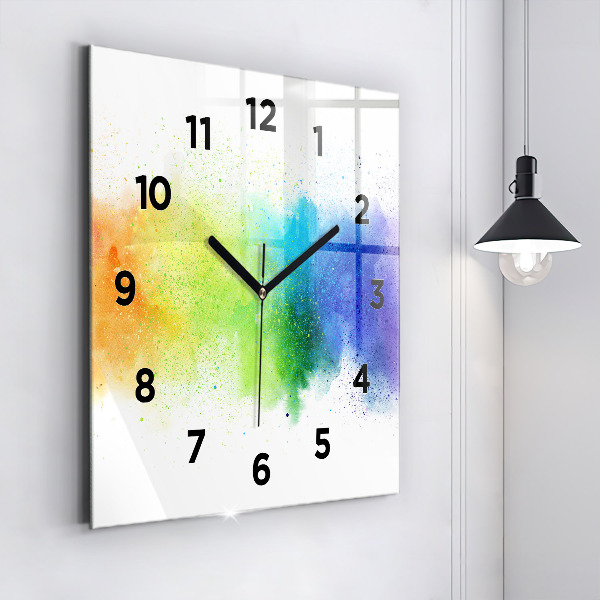 Square wall clock Abstract rainbow