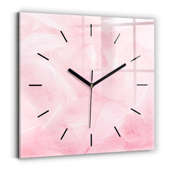 Square wall clock Feathers – abstract