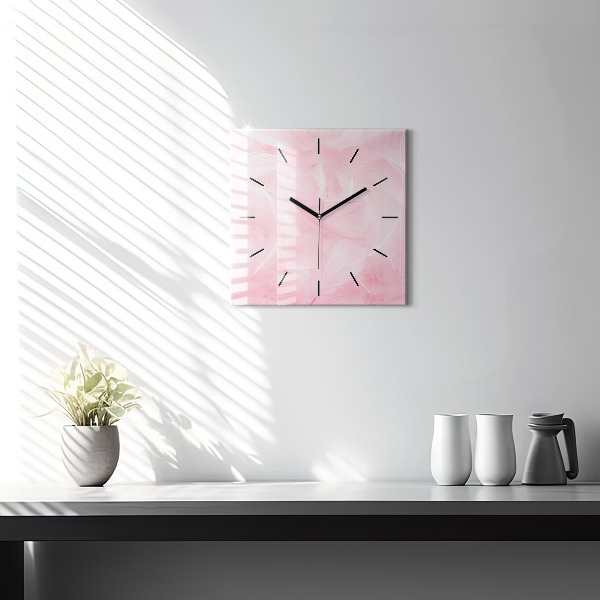 Square wall clock Feathers – abstract