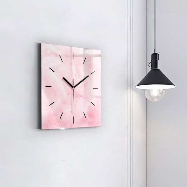 Square wall clock Feathers – abstract