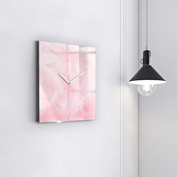 Square wall clock Feathers – abstract