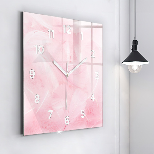 Square wall clock Feathers – abstract