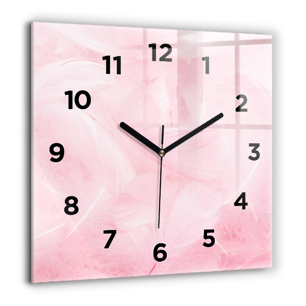 Square wall clock Feathers – abstract