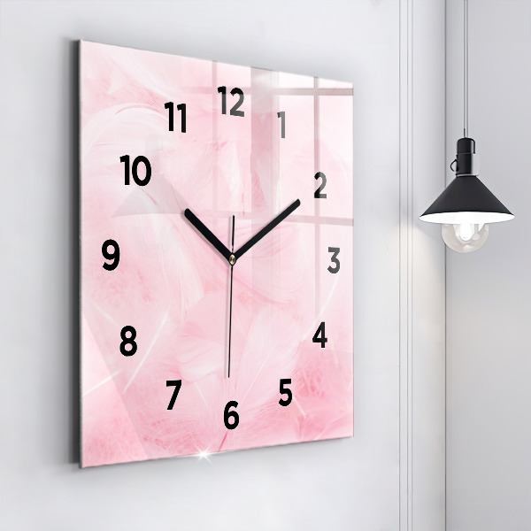 Square wall clock Feathers – abstract