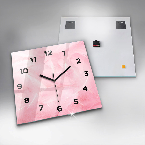Square wall clock Feathers – abstract
