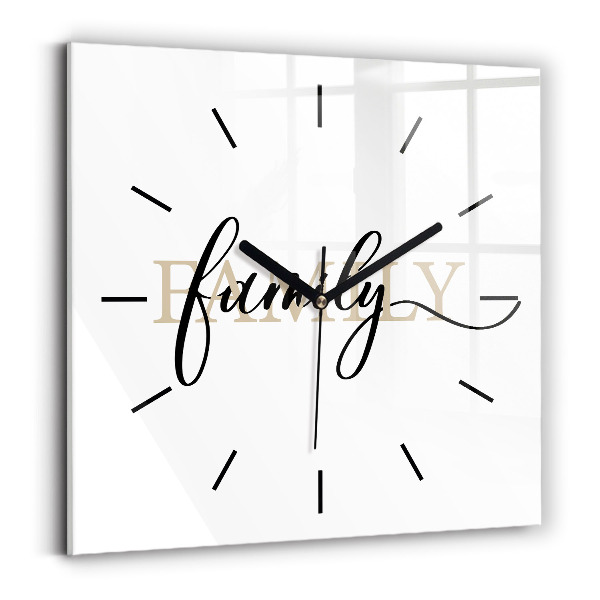 Square wall clock Family inscription
