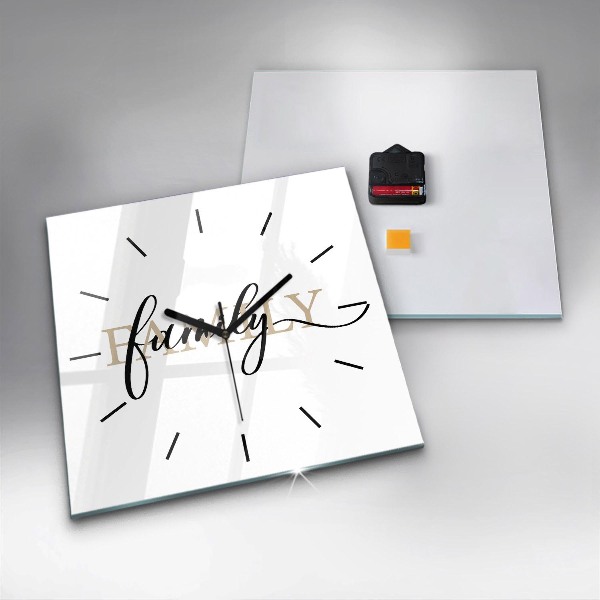 Square wall clock Family inscription