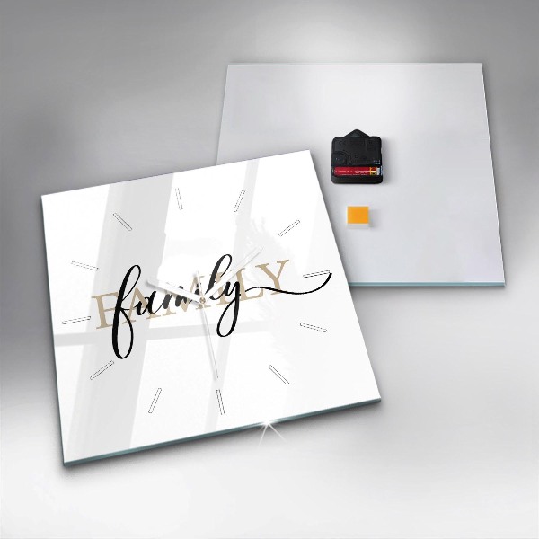 Square wall clock Family inscription
