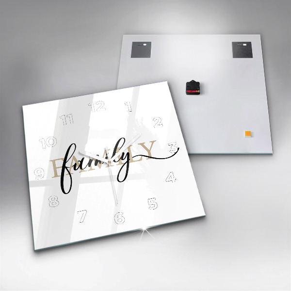 Square wall clock Family inscription