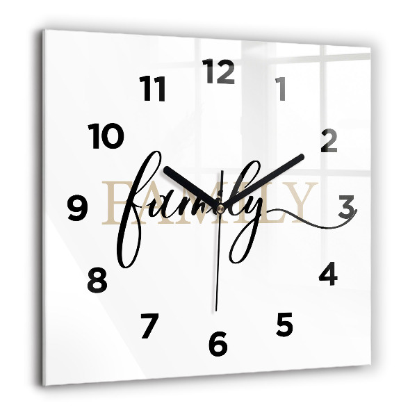 Square wall clock Family inscription