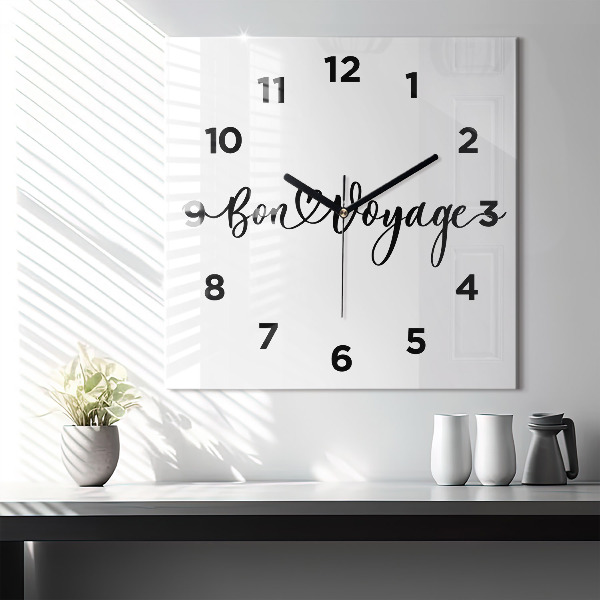 Square wall clock The inscription Bon voyage