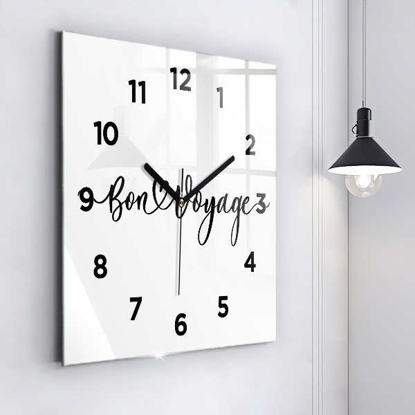 Square wall clock The inscription Bon voyage