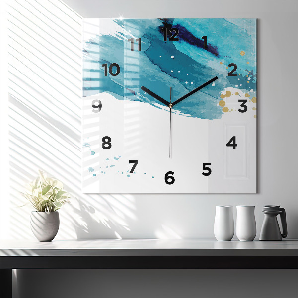 Square wall clock Brush strokes