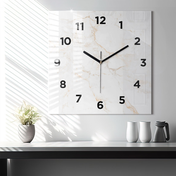 Square wall clock Elegant marble