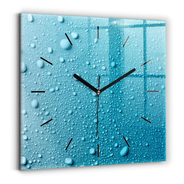 Square wall clock Water drops on glass