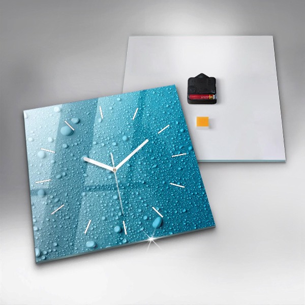 Square wall clock Water drops on glass