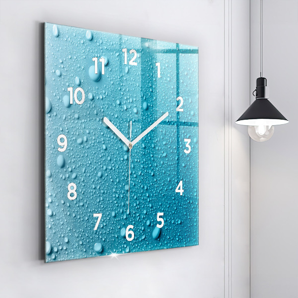 Square wall clock Water drops on glass