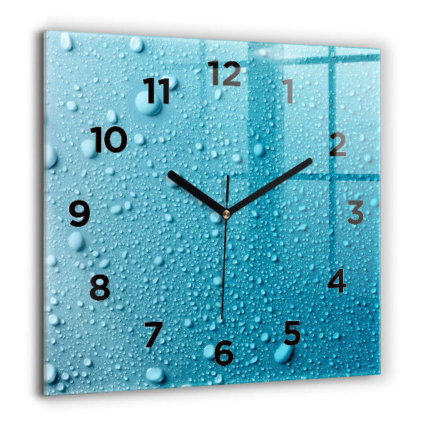 Square wall clock Water drops on glass