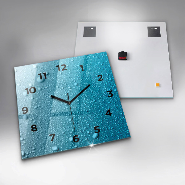 Square wall clock Water drops on glass
