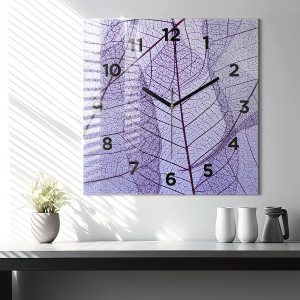 Square wall clock Leaves – nature
