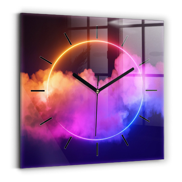 Square wall clock 3D smoke abstract