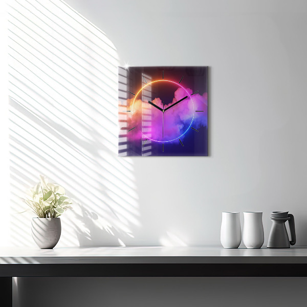 Square wall clock 3D smoke abstract