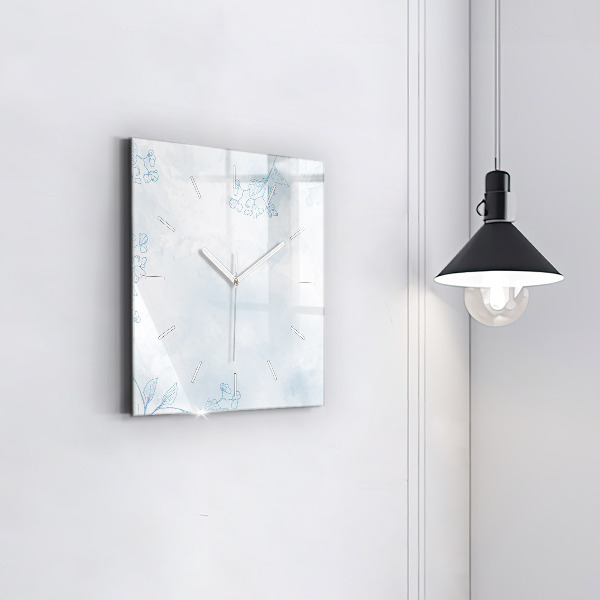 Square wall clock Sketch of plants
