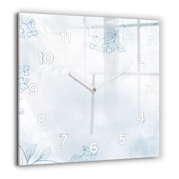 Square wall clock Sketch of plants
