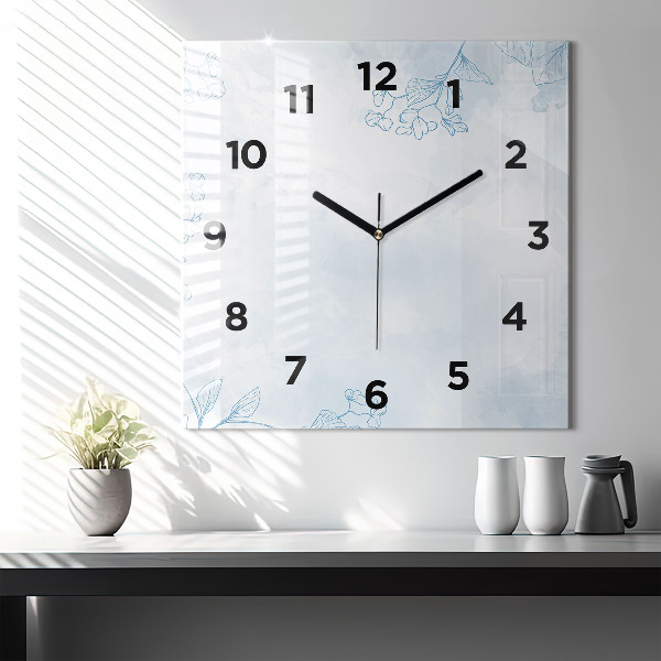 Square wall clock Sketch of plants
