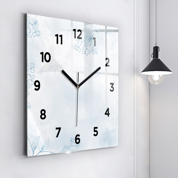 Square wall clock Sketch of plants