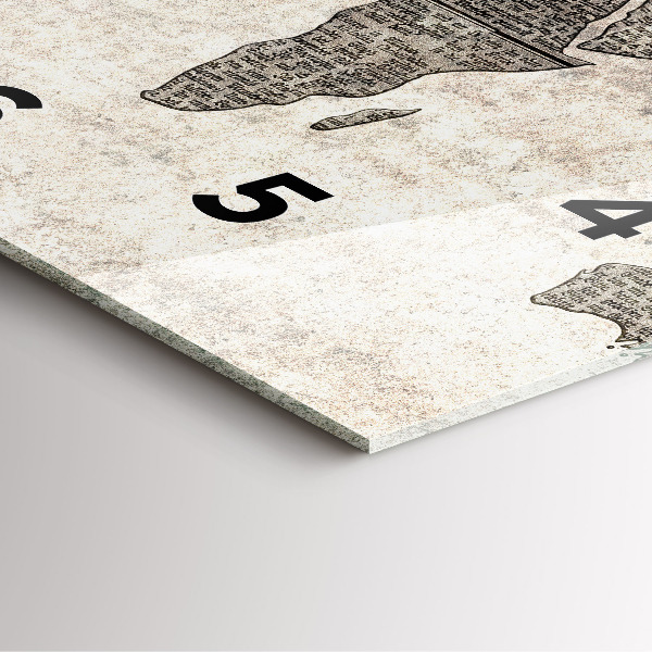 Square wall clock World map newspaper