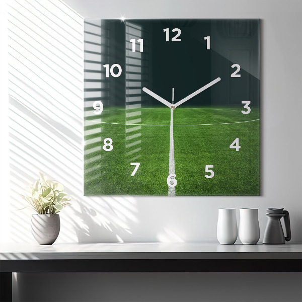 Square wall clock Football pitch