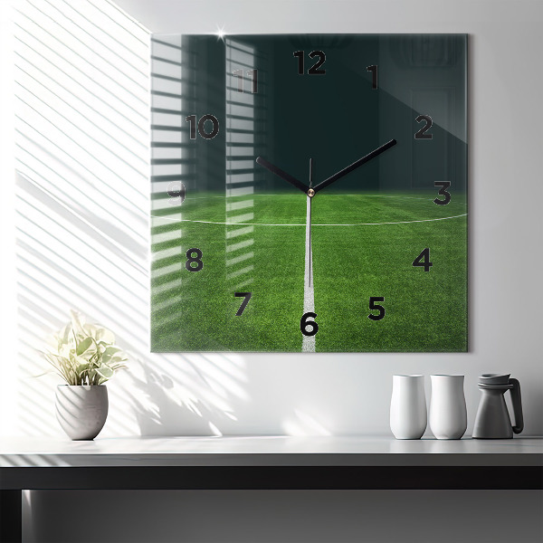 Square wall clock Football pitch