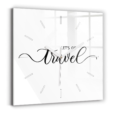 Square wall clock The inscription Travel