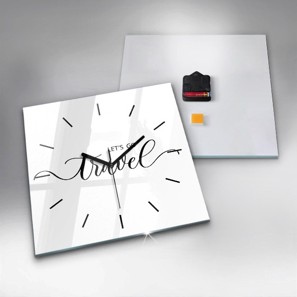 Square wall clock The inscription Travel