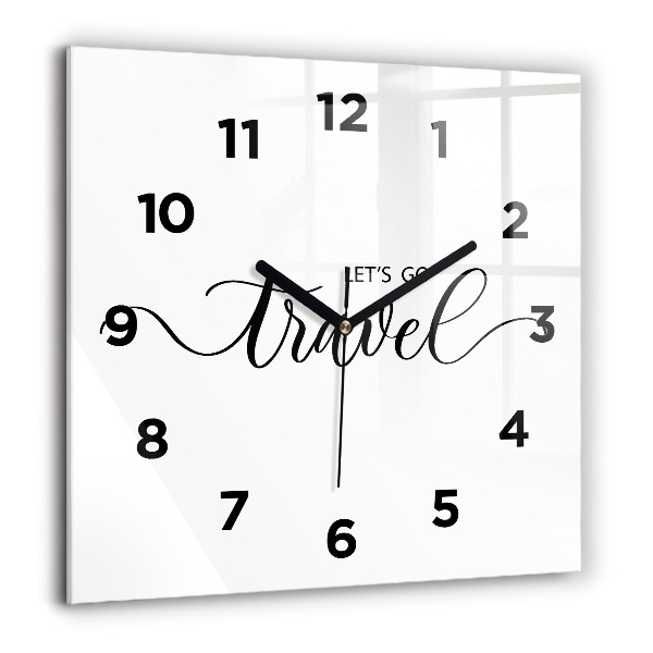Square wall clock The inscription Travel