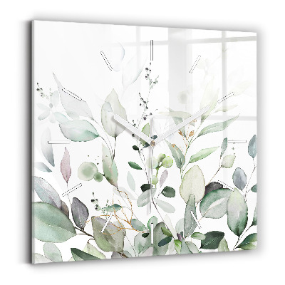 Square wall clock Plants leaves