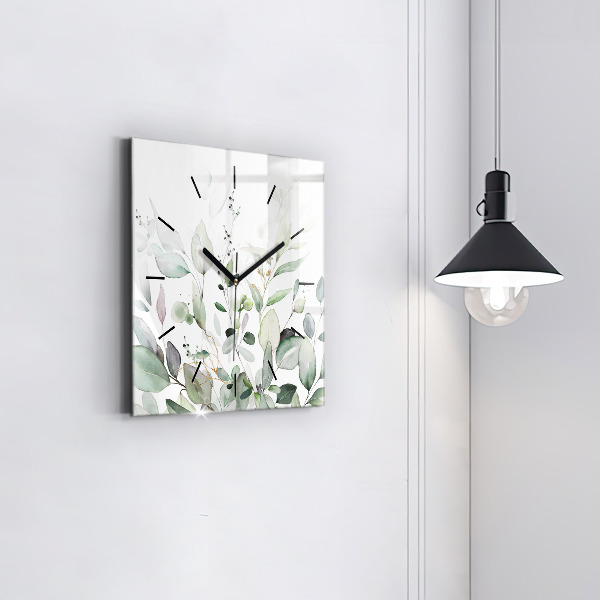 Square wall clock Plants leaves